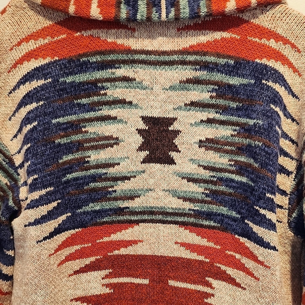 Lucky Brand Aztec Southwestern Oversized Cotton Cardigan Small - Picture 5 of 15